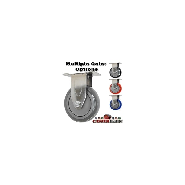 3-1/2"x1.25" Light Duty Thermo Rubber Wheel, Stainless Rigid Caster